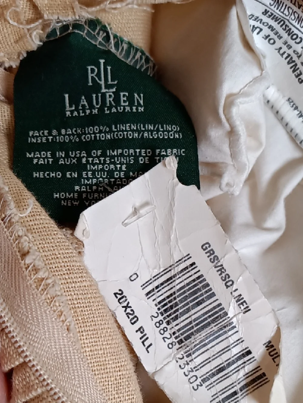RARE Vintage Ralph Lauren Grosvenor Floral Linen Ruffle Pillow 20